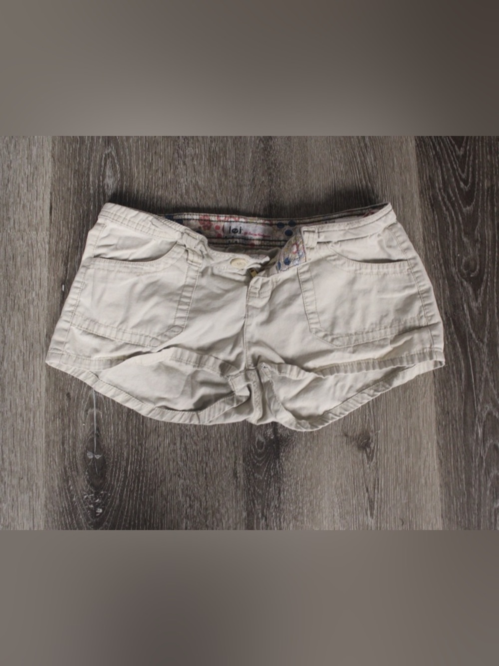 Cream Low-Rise Jean Shorts